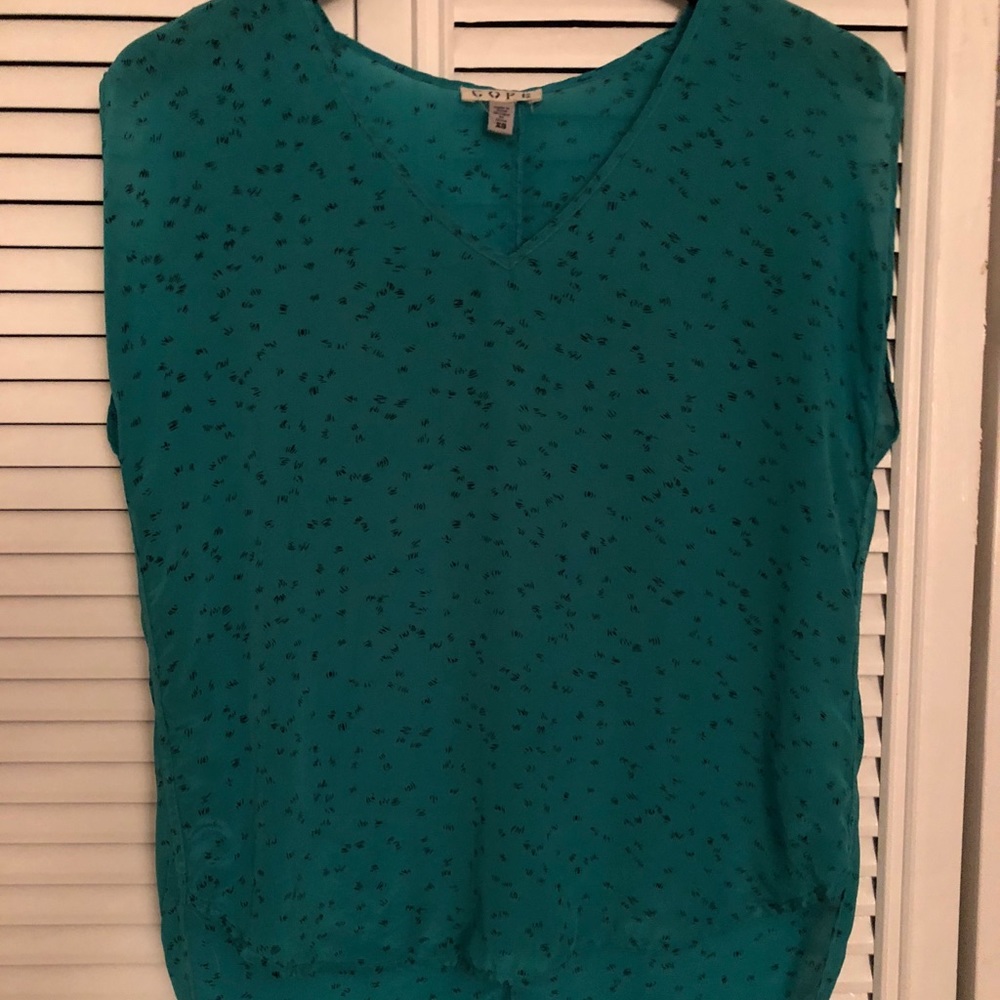 Silk Turquoise Cope Blouse